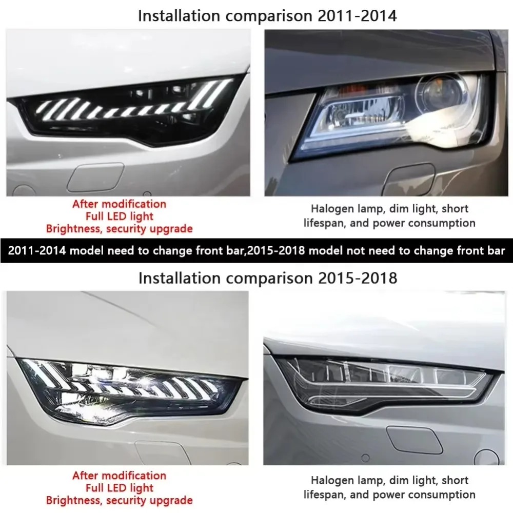 High Quality LED Headlights for  A7 2011-2018 Upgrade RS7, New Version, Plug and Play
